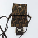 FENDI Zucca Canvas Mamma Baguette Shoulder Bag Black Brown Silver Auth 148188-10