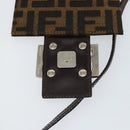 FENDI Zucca Canvas Mamma Baguette Shoulder Bag Black Brown Silver Auth 148188-19