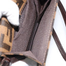 FENDI Zucca Canvas Mamma Baguette Shoulder Bag Black Brown Silver Auth 148188-11