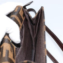 FENDI Zucca Canvas Mamma Baguette Shoulder Bag Black Brown Silver Auth 148188-21