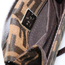 FENDI Zucca Canvas Mamma Baguette Shoulder Bag Black Brown Silver Auth 148188-12