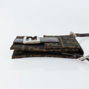 FENDI Zucca Canvas Mamma Baguette Shoulder Bag Black Brown Silver Auth 148188-3