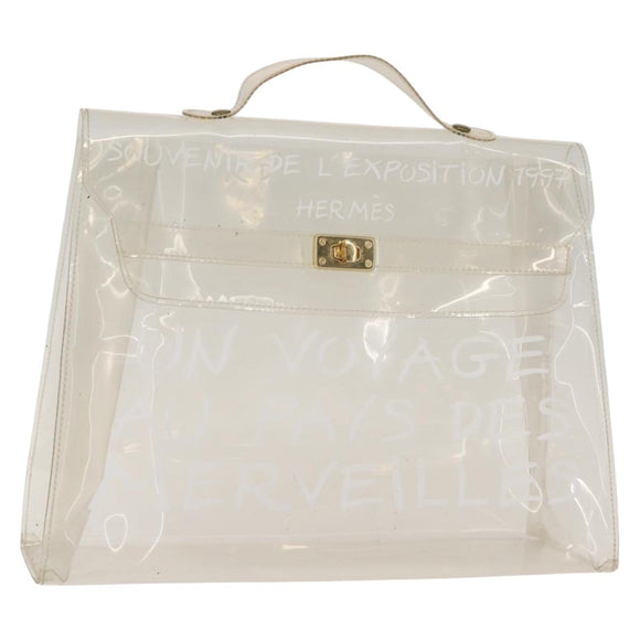 HERMES Small Vinyl Kelly Hand Bag Vinyl Clear Auth 148190