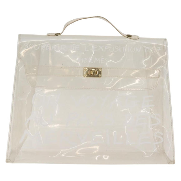 HERMES Small Vinyl Kelly Hand Bag Vinyl Clear Auth 148190