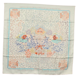 HERMES Carre 90 Scarf ""RENCONTRE OCEAN "" Silk Light Blue Auth 148193