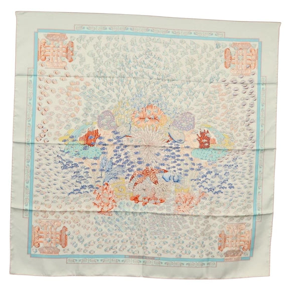 HERMES Carre 90 Scarf ""RENCONTRE OCEAN "" Silk Light Blue Auth 148193