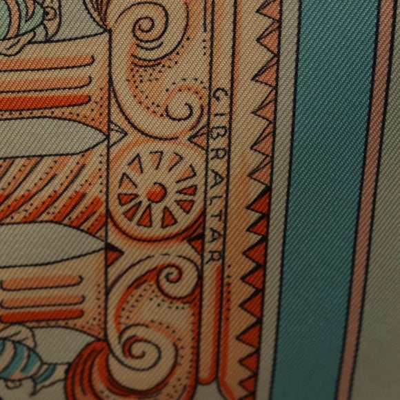 HERMES Carre 90 Scarf ""RENCONTRE OCEAN "" Silk Light Blue Auth 148193