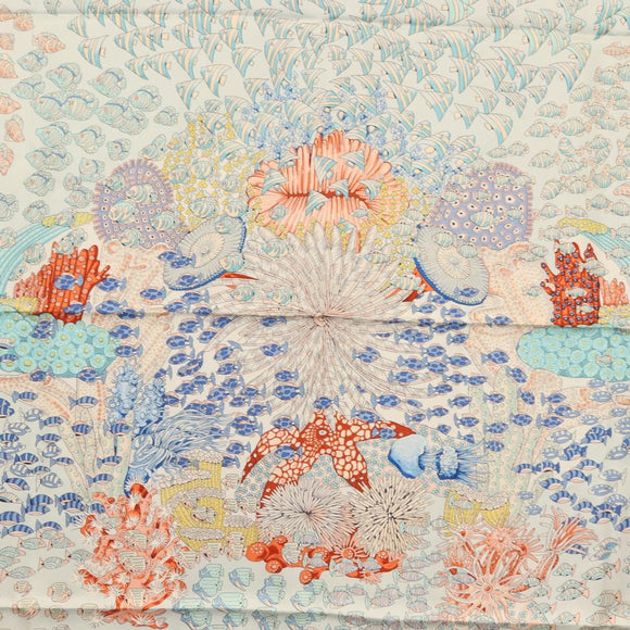 HERMES Carre 90 Scarf ""RENCONTRE OCEAN "" Silk Light Blue Auth 148193