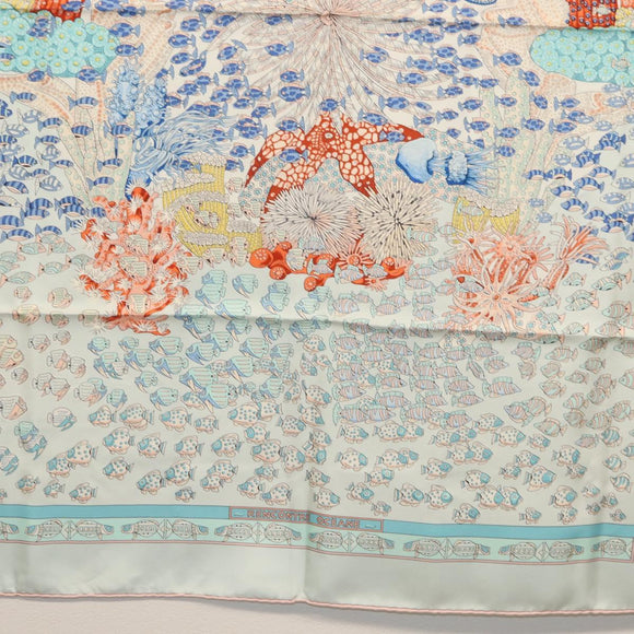 HERMES Carre 90 Scarf ""RENCONTRE OCEAN "" Silk Light Blue Auth 148193