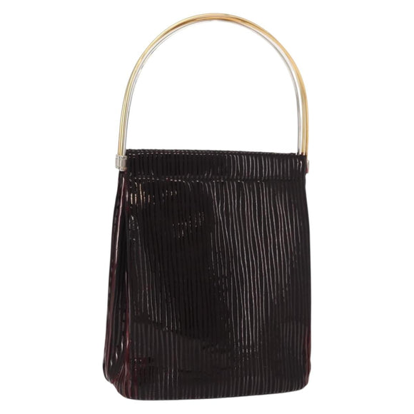 CARTIER Trinity Hand Bag Nylon Black Gold Auth 148194