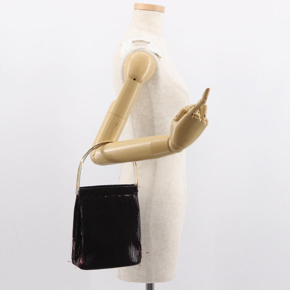 CARTIER Trinity Hand Bag Nylon Black Gold Auth 148194