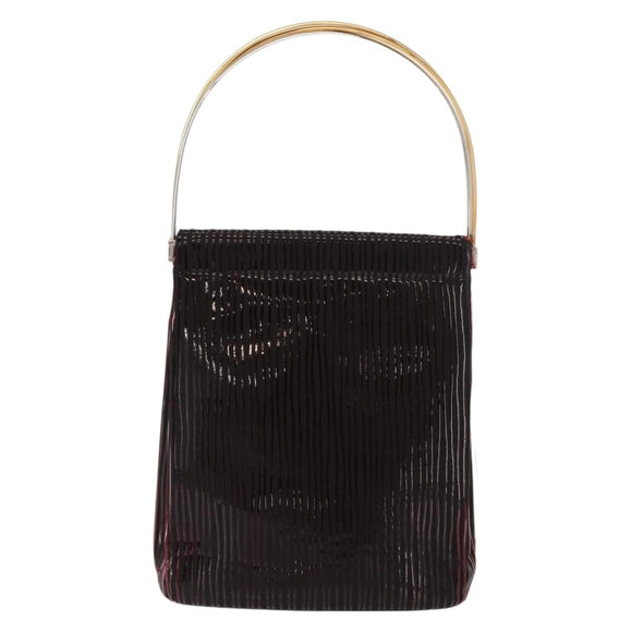 CARTIER Trinity Hand Bag Nylon Black Gold Auth 148194