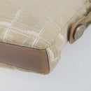 CHANEL New Travel Line Pouch Nylon Beige CC Auth 148196-10