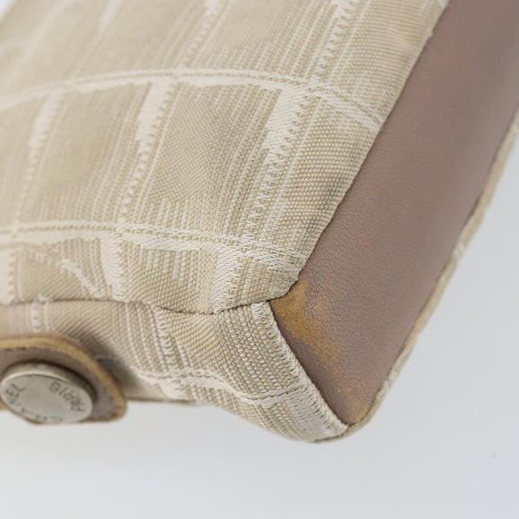 CHANEL New Travel Line Pouch Nylon Beige CC Auth 148196