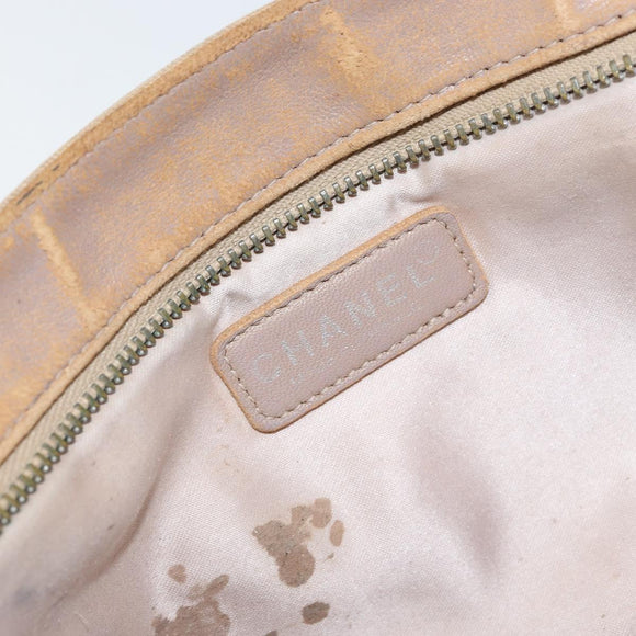 CHANEL New Travel Line Pouch Nylon Beige CC Auth 148196