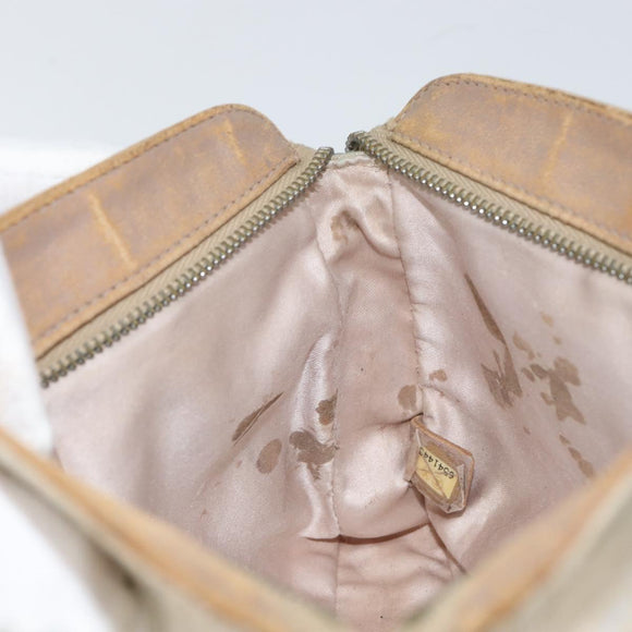 CHANEL New Travel Line Pouch Nylon Beige CC Auth 148196