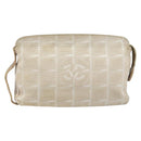 CHANEL New Travel Line Pouch Nylon Beige CC Auth 148196-2