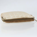 CHANEL New Travel Line Pouch Nylon Beige CC Auth 148196-6