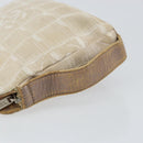 CHANEL New Travel Line Pouch Nylon Beige CC Auth 148196-7