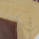 CHANEL Tote Bag Canvas Leather Beige Gold CC Auth 148197-14