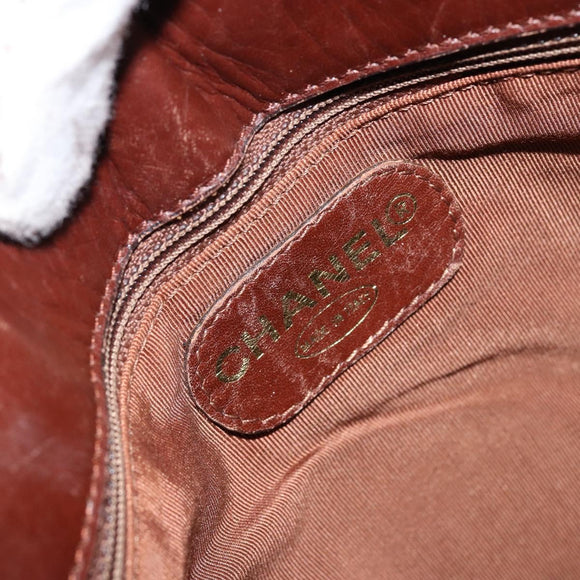 CHANEL Tote Bag Canvas Leather Beige Gold CC Auth 148197