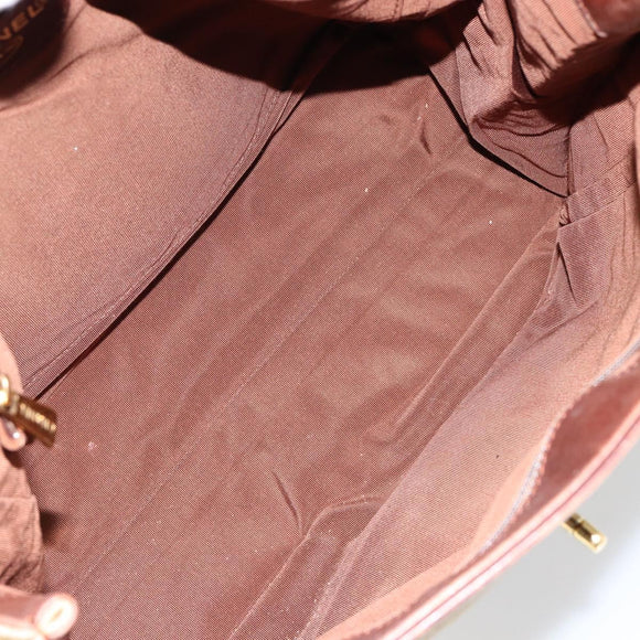 CHANEL Tote Bag Canvas Leather Beige Gold CC Auth 148197