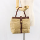 CHANEL Tote Bag Canvas Leather Beige Gold CC Auth 148197-23