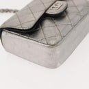 CHANEL Matelasse Chain Hand Bag Lamb Skin Silver CC Auth 148202-10
