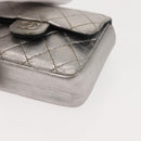 CHANEL Matelasse Chain Hand Bag Lamb Skin Silver CC Auth 148202-11