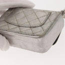 CHANEL Matelasse Chain Hand Bag Lamb Skin Silver CC Auth 148202-13
