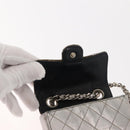 CHANEL Matelasse Chain Hand Bag Lamb Skin Silver CC Auth 148202-16