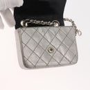 CHANEL Matelasse Chain Hand Bag Lamb Skin Silver CC Auth 148202-17
