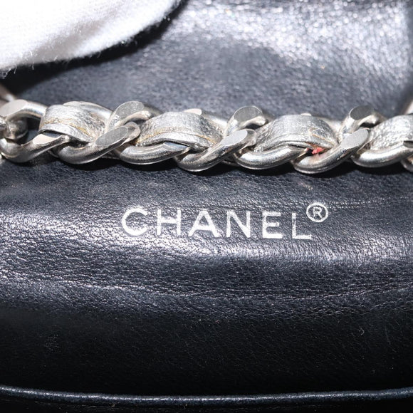 CHANEL Matelasse Chain Hand Bag Lamb Skin Silver CC Auth 148202
