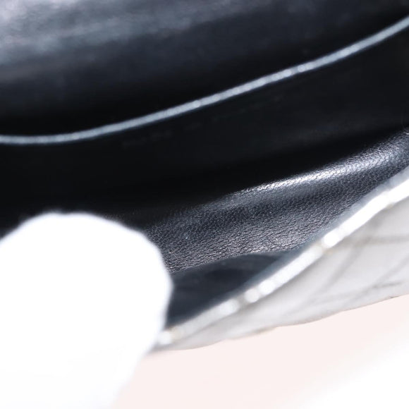 CHANEL Matelasse Chain Hand Bag Lamb Skin Silver CC Auth 148202