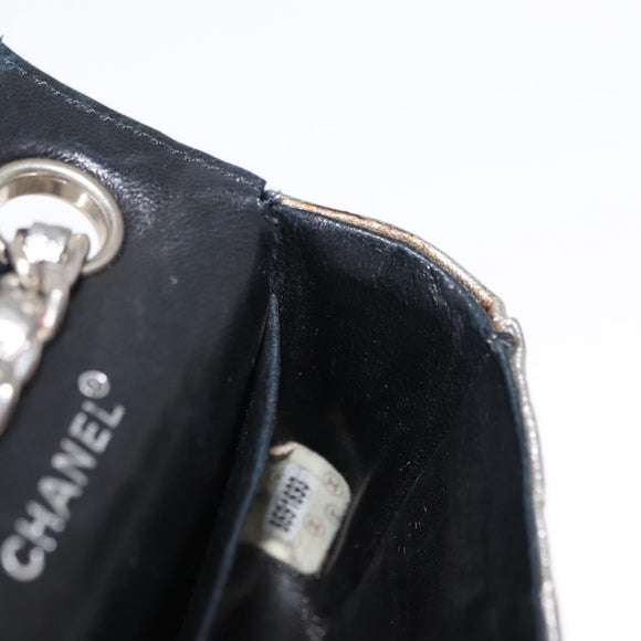 CHANEL Matelasse Chain Hand Bag Lamb Skin Silver CC Auth 148202