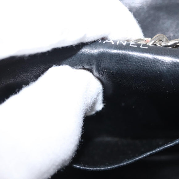 CHANEL Matelasse Chain Hand Bag Lamb Skin Silver CC Auth 148202