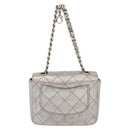CHANEL Matelasse Chain Hand Bag Lamb Skin Silver CC Auth 148202-3