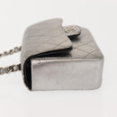 CHANEL Matelasse Chain Hand Bag Lamb Skin Silver CC Auth 148202-5