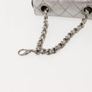 CHANEL Matelasse Chain Hand Bag Lamb Skin Silver CC Auth 148202-7