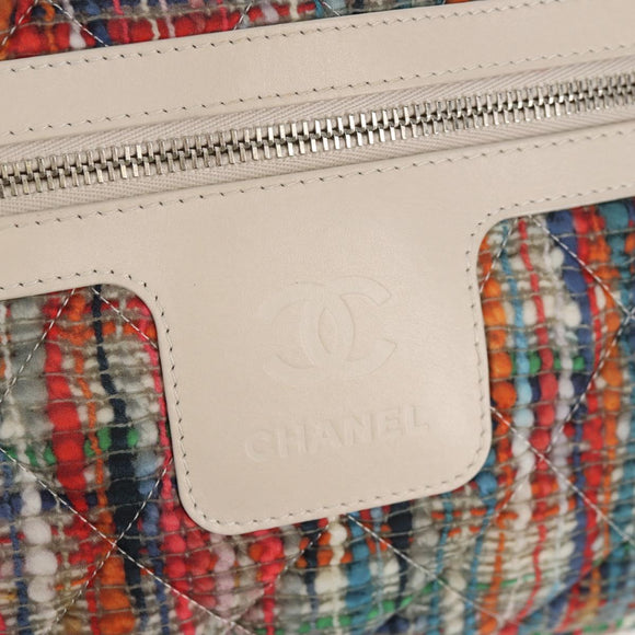 CHANEL Cococoon Tote Bag Nylon White Silver CC Auth 148203V