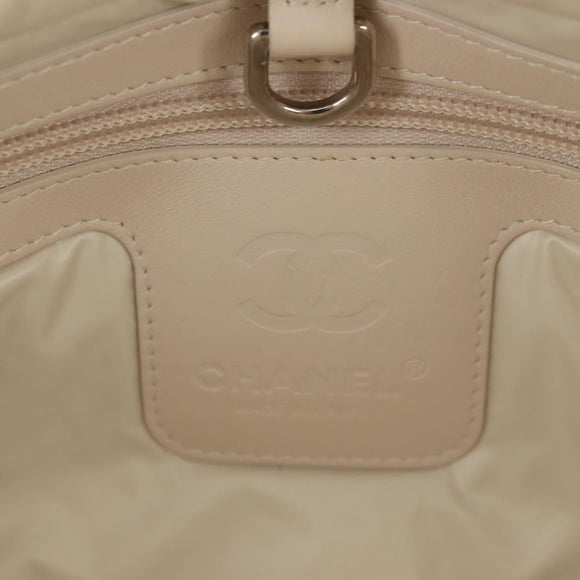 CHANEL Cococoon Tote Bag Nylon White Silver CC Auth 148203V
