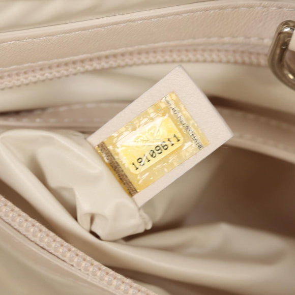 CHANEL Cococoon Tote Bag Nylon White Silver CC Auth 148203V