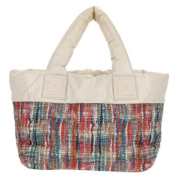 CHANEL Cococoon Tote Bag Nylon White Silver CC Auth 148203V - 0