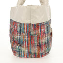 CHANEL Cococoon Tote Bag Nylon White Silver CC Auth 148203V-4