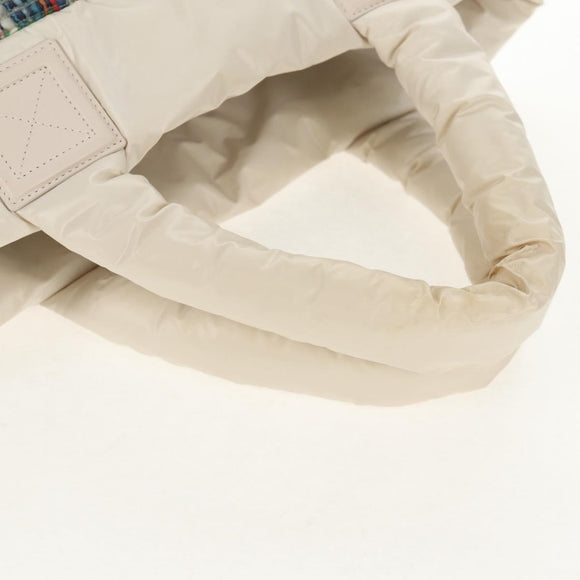 CHANEL Cococoon Tote Bag Nylon White Silver CC Auth 148203V