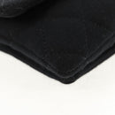 CHANEL Chain Shoulder Bag Cotton Black Silver CC Auth 148204V-15