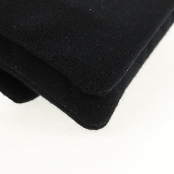 CHANEL Chain Shoulder Bag Cotton Black Silver CC Auth 148204V