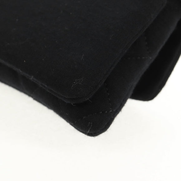 CHANEL Chain Shoulder Bag Cotton Black Silver CC Auth 148204V