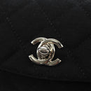CHANEL Chain Shoulder Bag Cotton Black Silver CC Auth 148204V-19