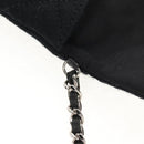 CHANEL Chain Shoulder Bag Cotton Black Silver CC Auth 148204V-20